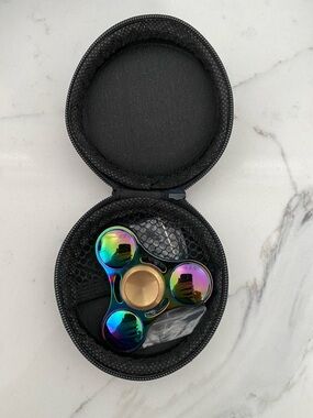 Rainbow Metallic Fidget Spinner with Carry Case